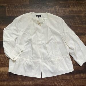 NWT Talbots minimalist 100% linen white blazer jacket plus size 24W